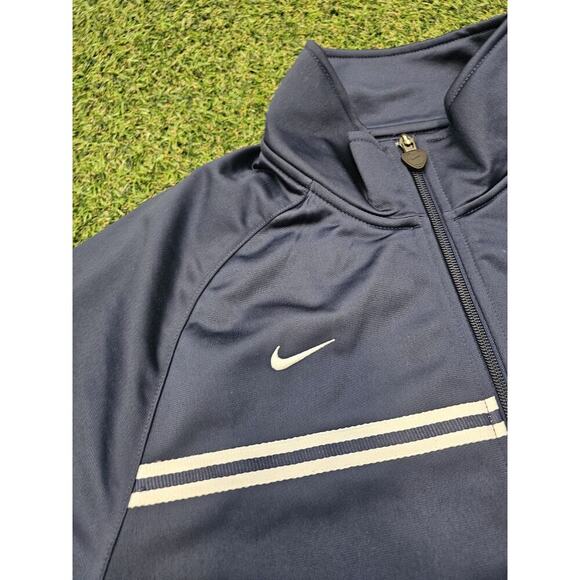 Nike Team Track Jacket Mens Sz Medium Blue White Stripe Swoosh Logo EUC Full Zip - Picture 2 of 7
